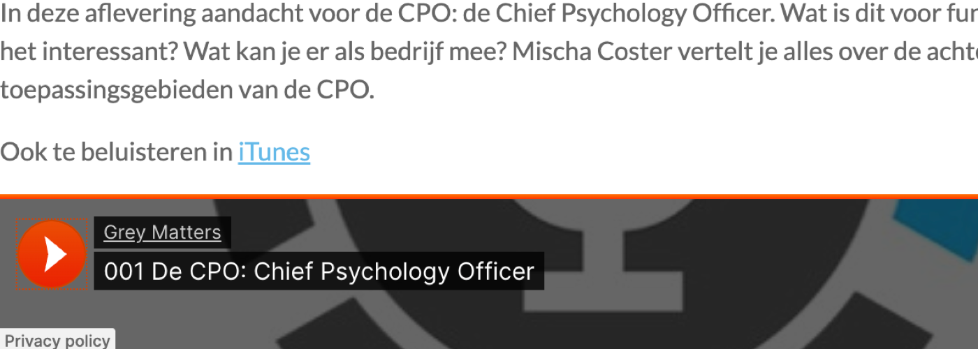 De 'Chief Psychology Officer'